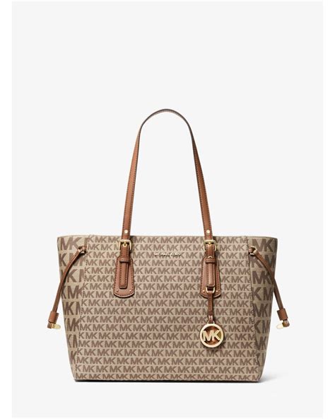 michael kors jacquard gathered tote|Voyager Medium Logo Jacquard Tote Bag .